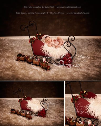 Christmas Sleigh With Dark Background - Beautiful Digital background backdrop download