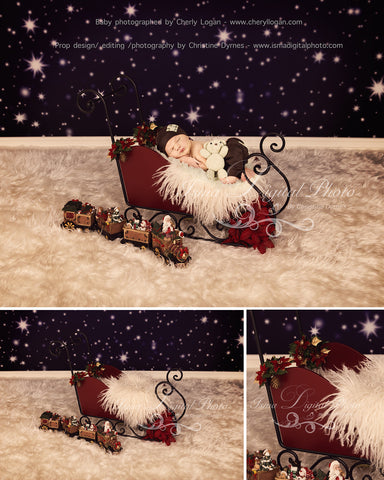 Christmas Sleigh With Star Background - Beautiful Digital background backdrop download
