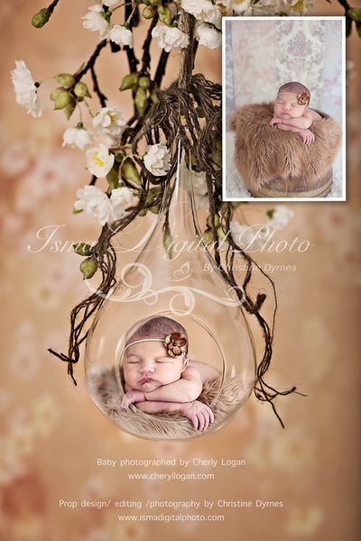 Glass Bowl With Flower Background - Beautiful Digital Newborn Photography Props download