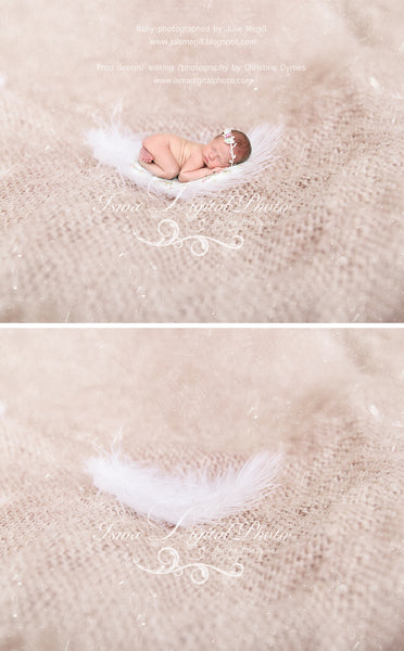White Feather Baby - Digital Backdrop Newborn Photography Props