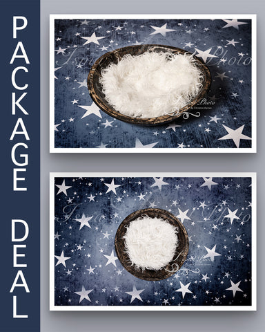 Package deal, Handmade Wooden Bowl With Star Background  - Beautiful Digital Newborn Photography Props download - psd with Layers