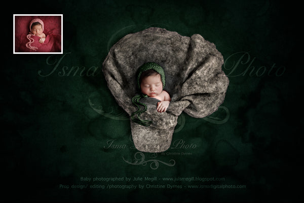 Newborn felted wool bed 1 - Digital backdrop /background - psd with layers