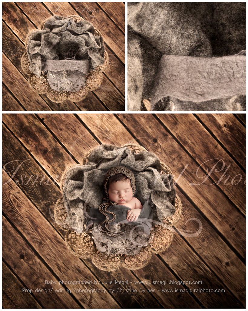 Newborn felted wool bed 7 - Digital backdrop /background - psd with layers