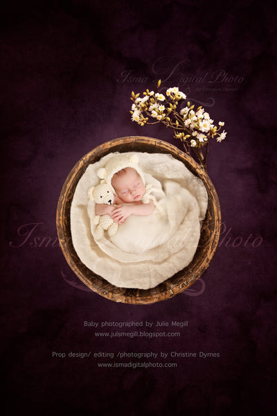 Newborn felted wool bed 9 - Digital backdrop /background - psd with layers