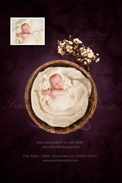 Newborn felted wool bed 9 - Digital backdrop /background - psd with layers