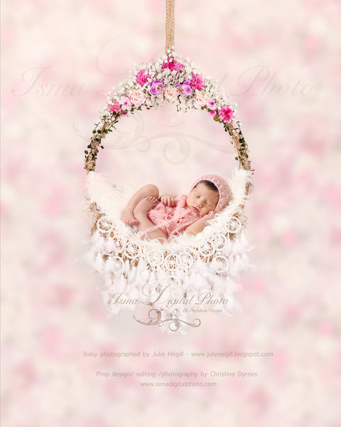 Newborn hanging circle design  - Digital backdrop /background - psd with layers