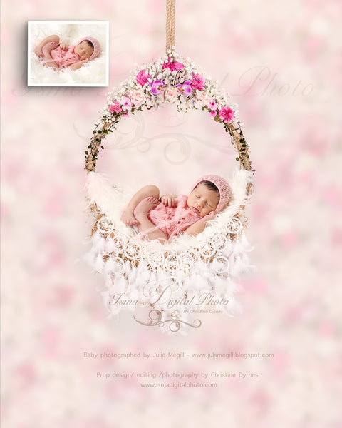 Newborn hanging circle design  - Digital backdrop /background - psd with layers