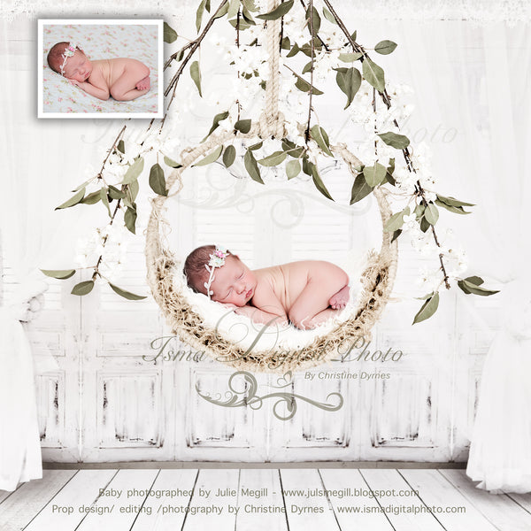 Newborn Hanging Circle Design - Digital backdrop /background - psd with layers