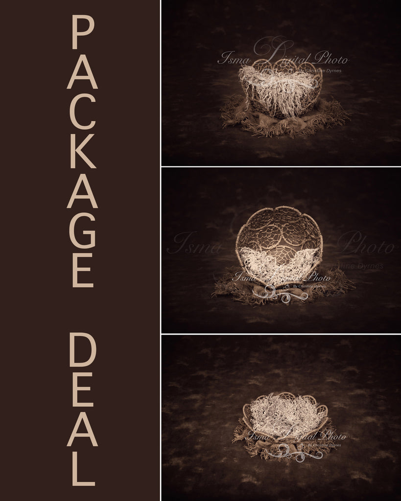 Package deal Twine Circles Bowl With Dark Background  1, 2 og 3 - Beautiful Digital backdrop Newborn Prop download