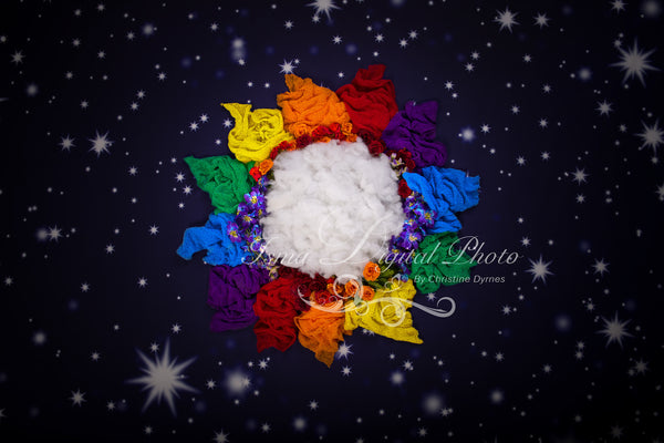 Rainbow baby flower and stars - Digital backdrop /background - psd with layers