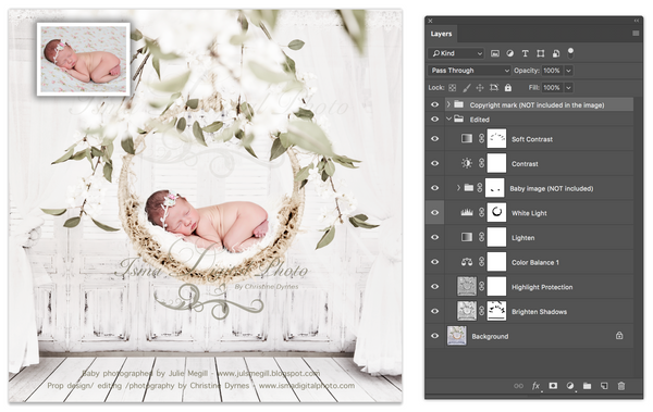Newborn Hanging Circle Design - Digital backdrop - psd with layers