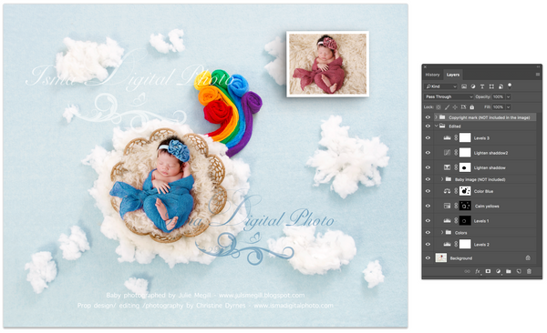 Rainbow baby - Digital backdrop /background - psd with layers