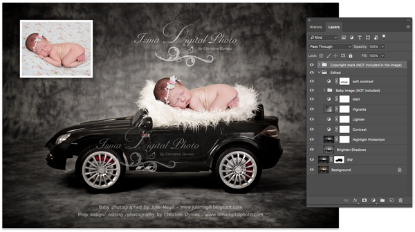 Newborn car - Digital backdrop /background - psd with layers