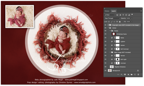 Newborn Christmas nest 6 - Digital backdrop /background - psd with layers