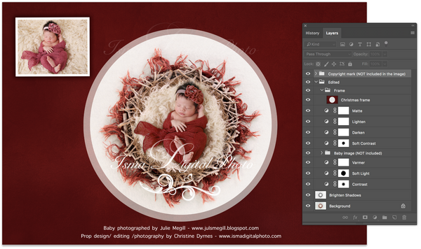Newborn Christmas nest 5 - Digital backdrop /background - psd with layers