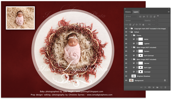 Newborn Christmas nest 4 - Digital backdrop /background - psd with layers