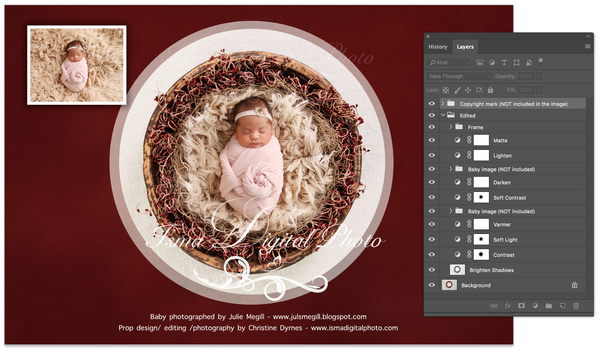 Newborn Christmas nest 2 - Digital backdrop /background - psd with layers