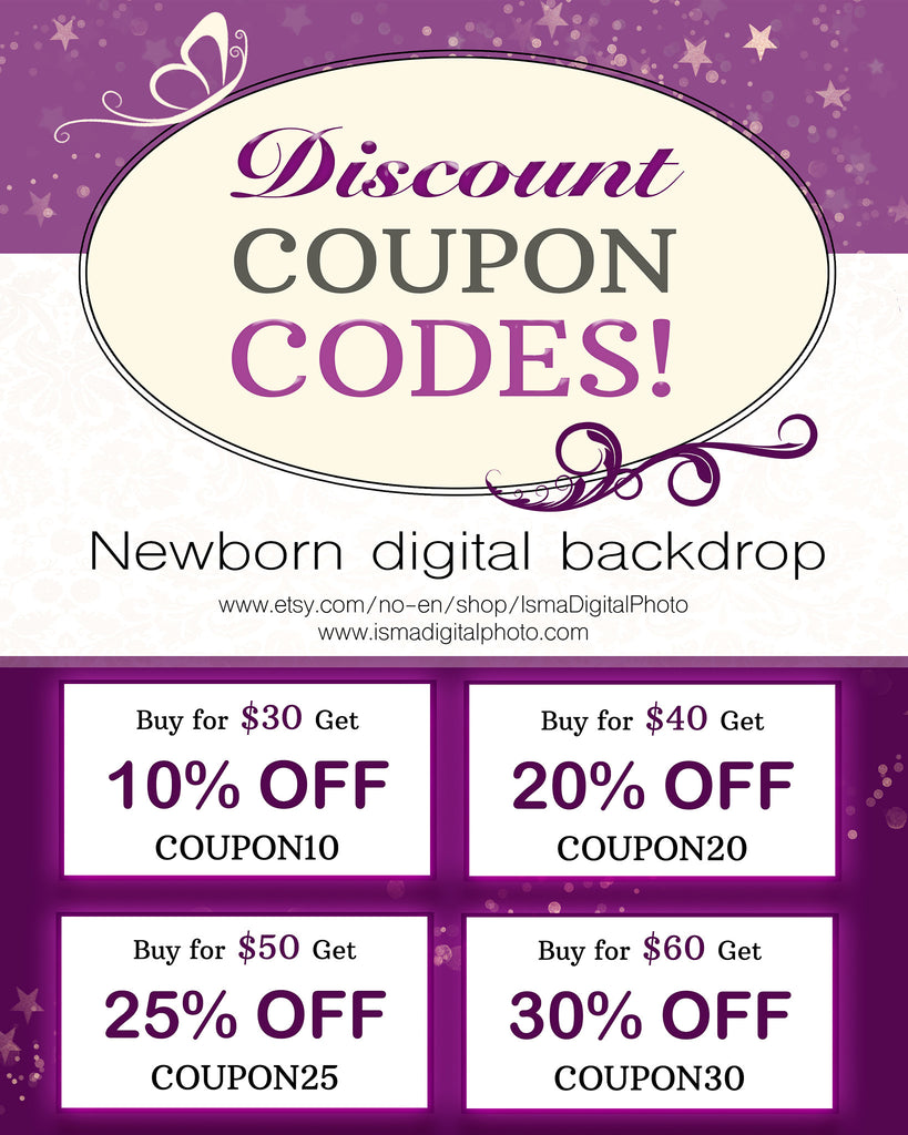 Discount Coupon Codes - Newborn digital backdrop - Sale, free coupon codes